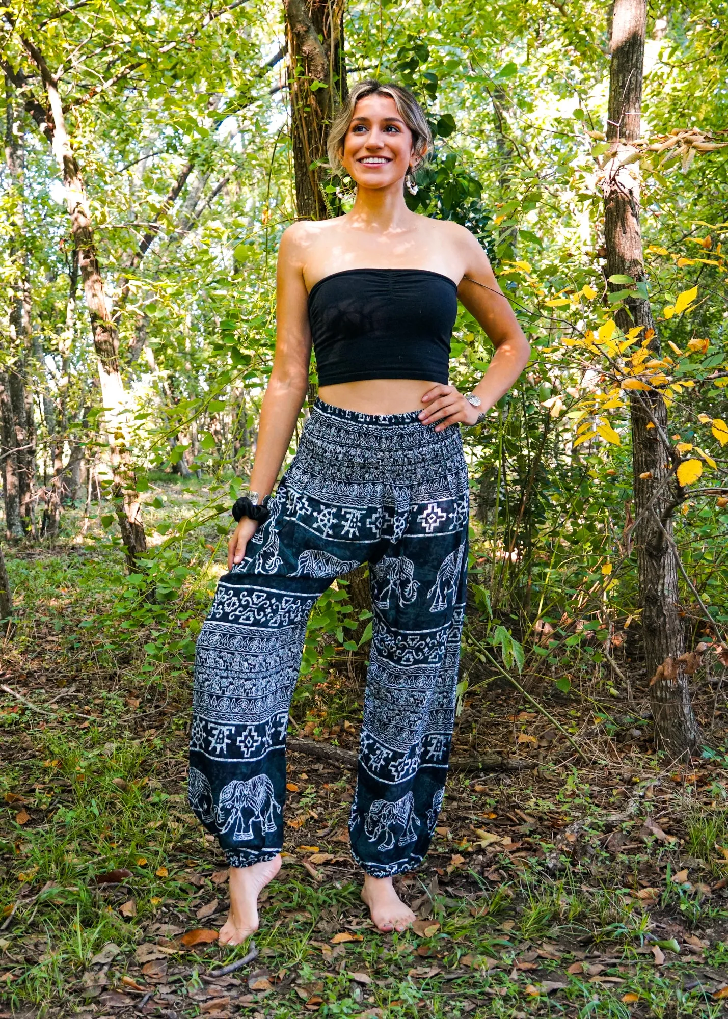 Dark Blue Marble Elephant Harem Pants