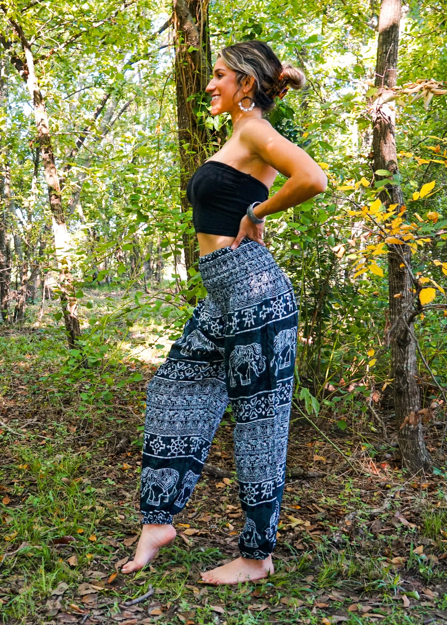 Dark Blue Marble Elephant Harem Pants