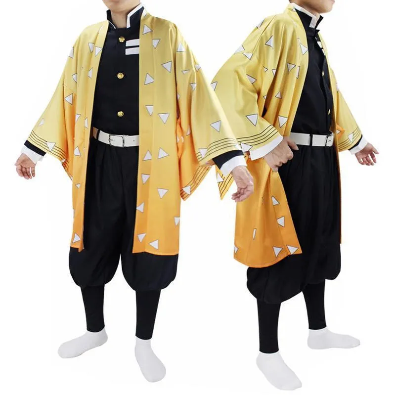 Demon Slayer Kimetsu no Yaiba Zenitsu Agatsuma Cosplay Costumes