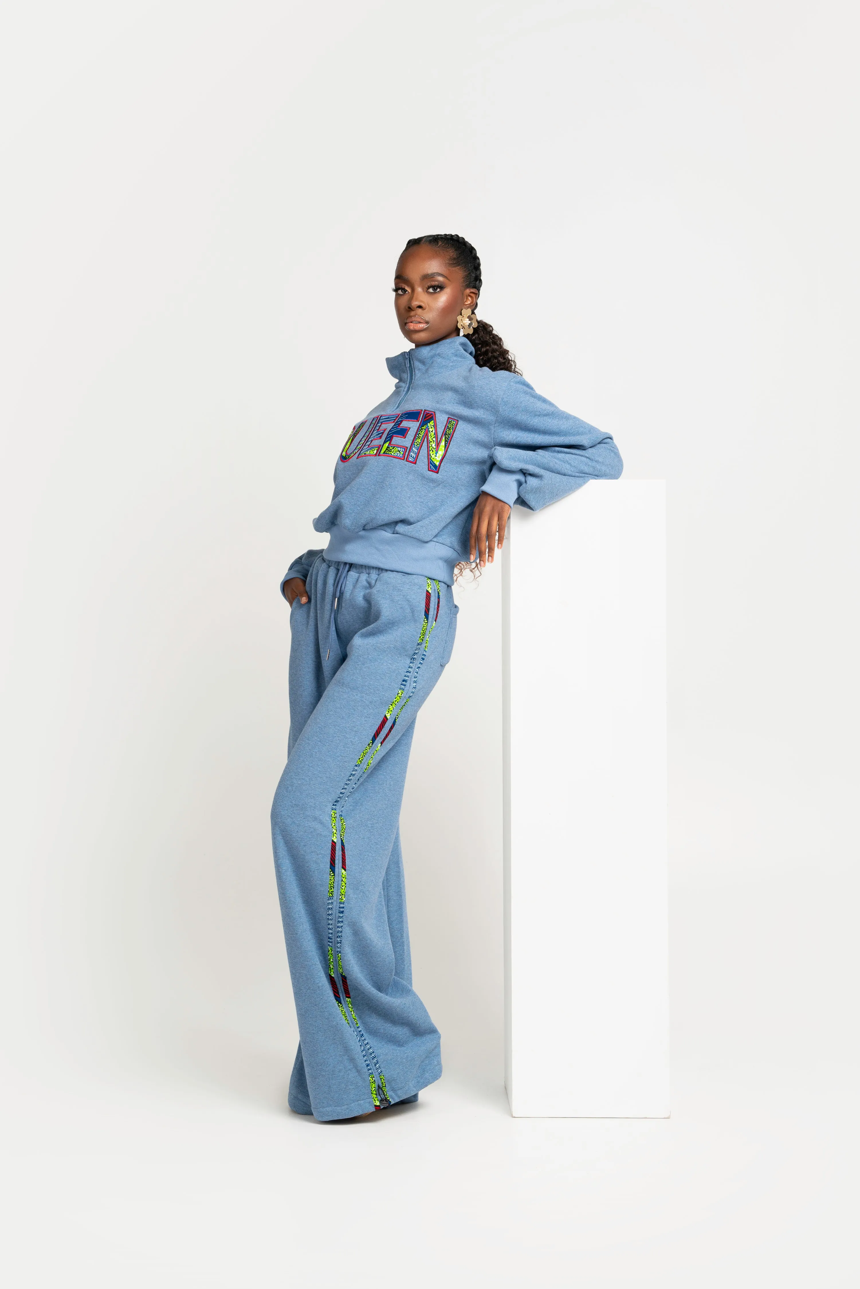 DENIM BLUE QUEEN Plush fleece JOGGER Set