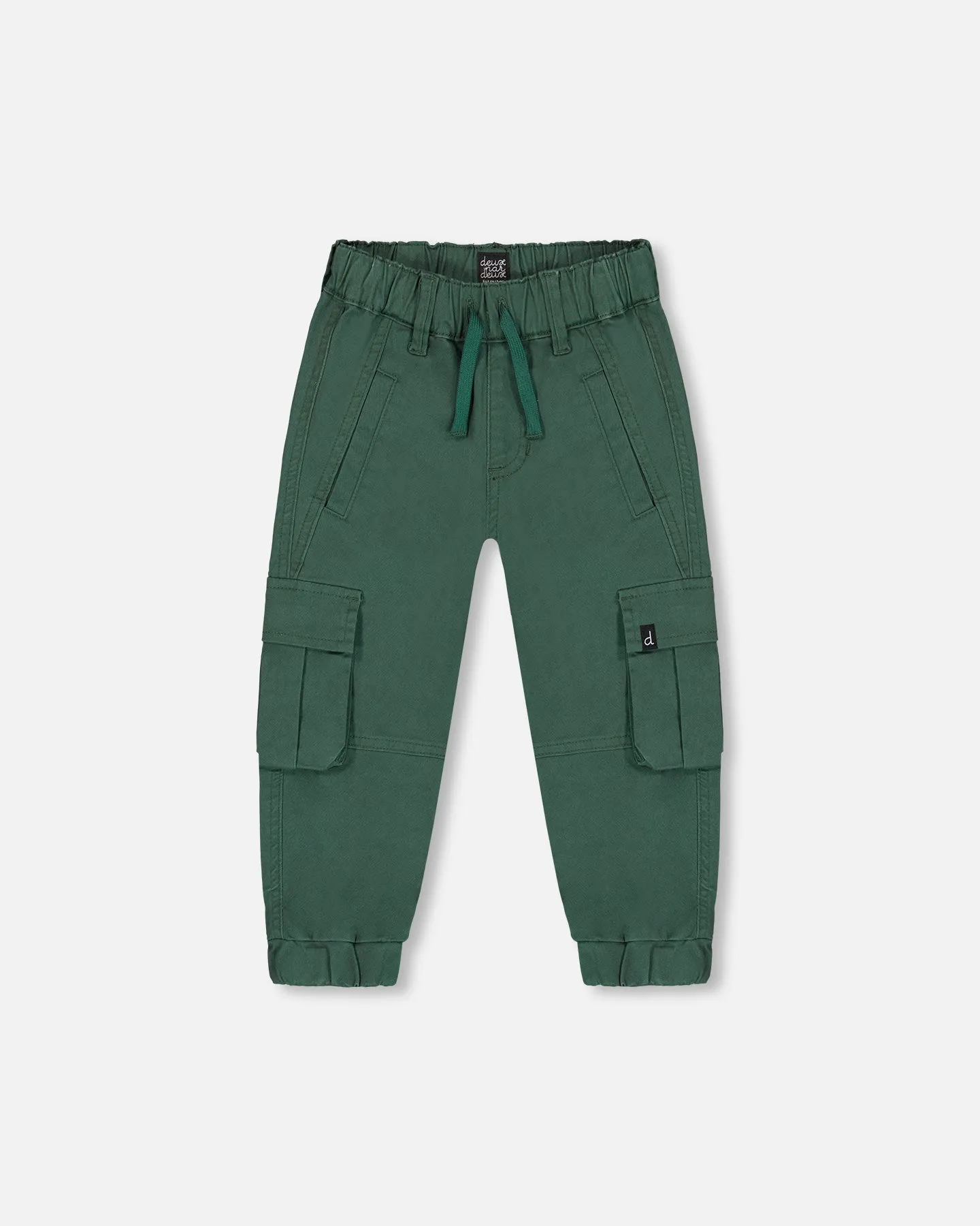 Deux Par Deux Stretch Twill Jogger with Cargo Pockets Forest Green