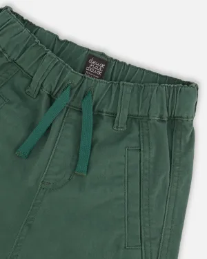Deux Par Deux Stretch Twill Jogger with Cargo Pockets Forest Green