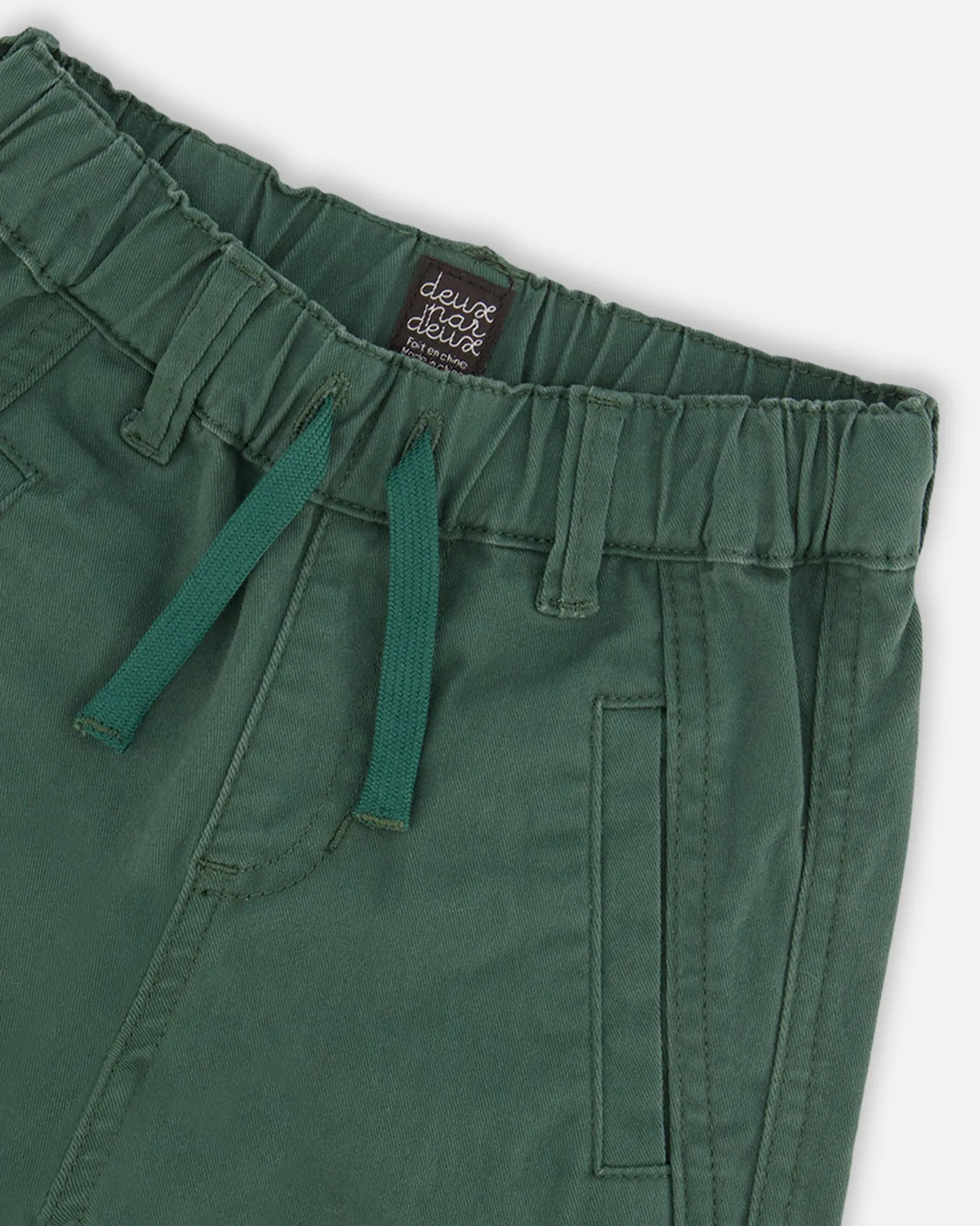 Deux Par Deux Stretch Twill Jogger with Cargo Pockets Forest Green