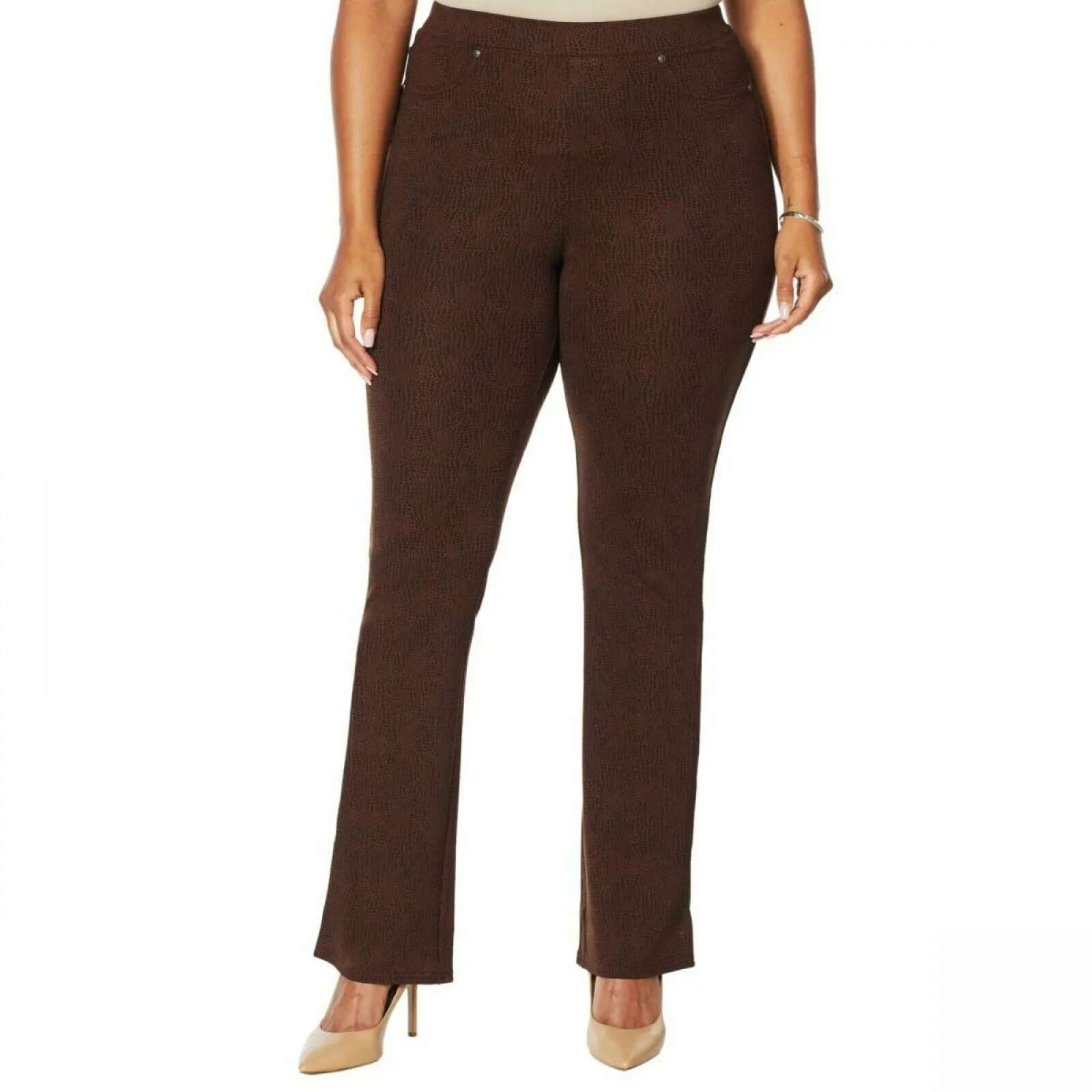 DG2 by Diane Gilman Pull On Ponte Boot Cut Pants Espresso Plus 3X Petite