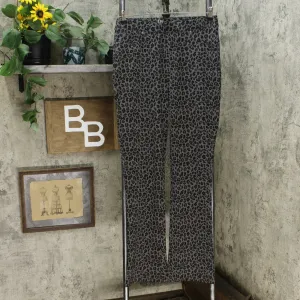 DG2 by Diane Gilman Pull On Ponte Boot Cut Pants Gray Leopard Medium Tall