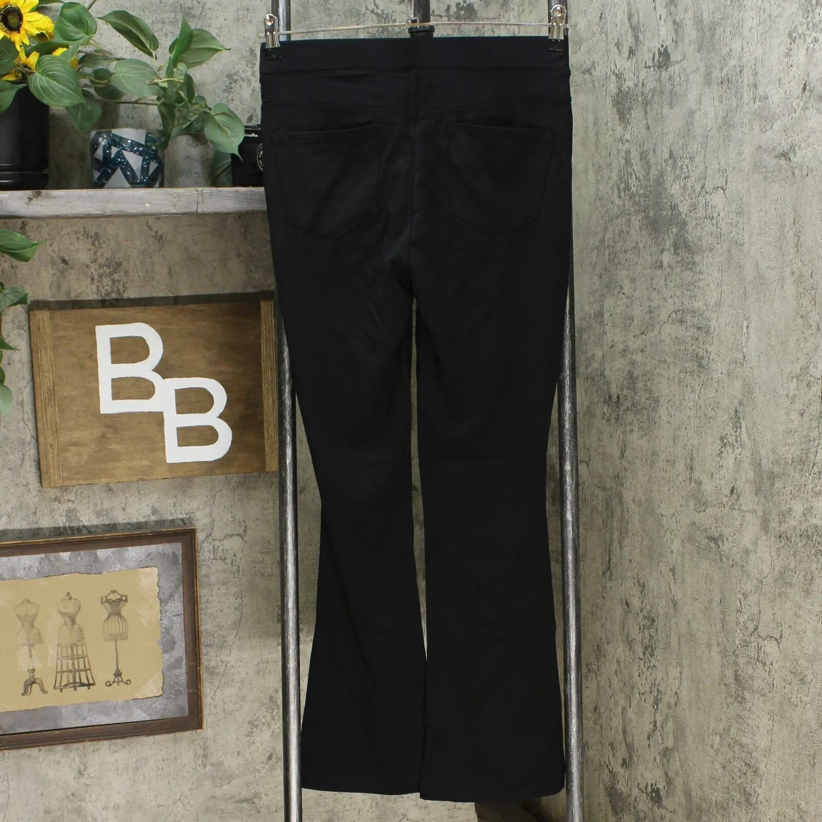 DG2 by Diane Gilman Pull On Stretch Ponte Boot Cut Pants Black Petite Small