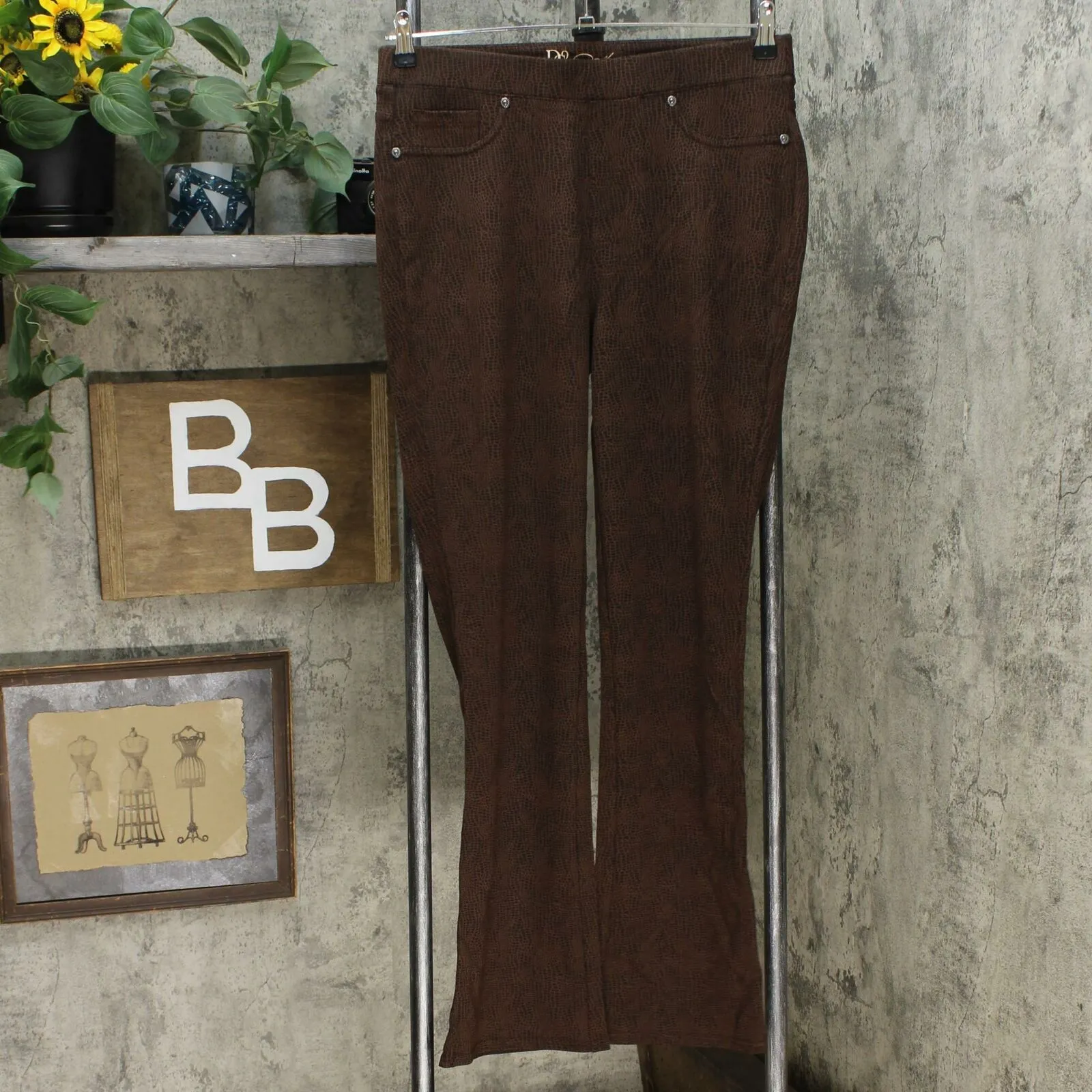 DG2 by Diane Gilman Pull On Stretch Ponte Boot Cut Pants Espresso Medium