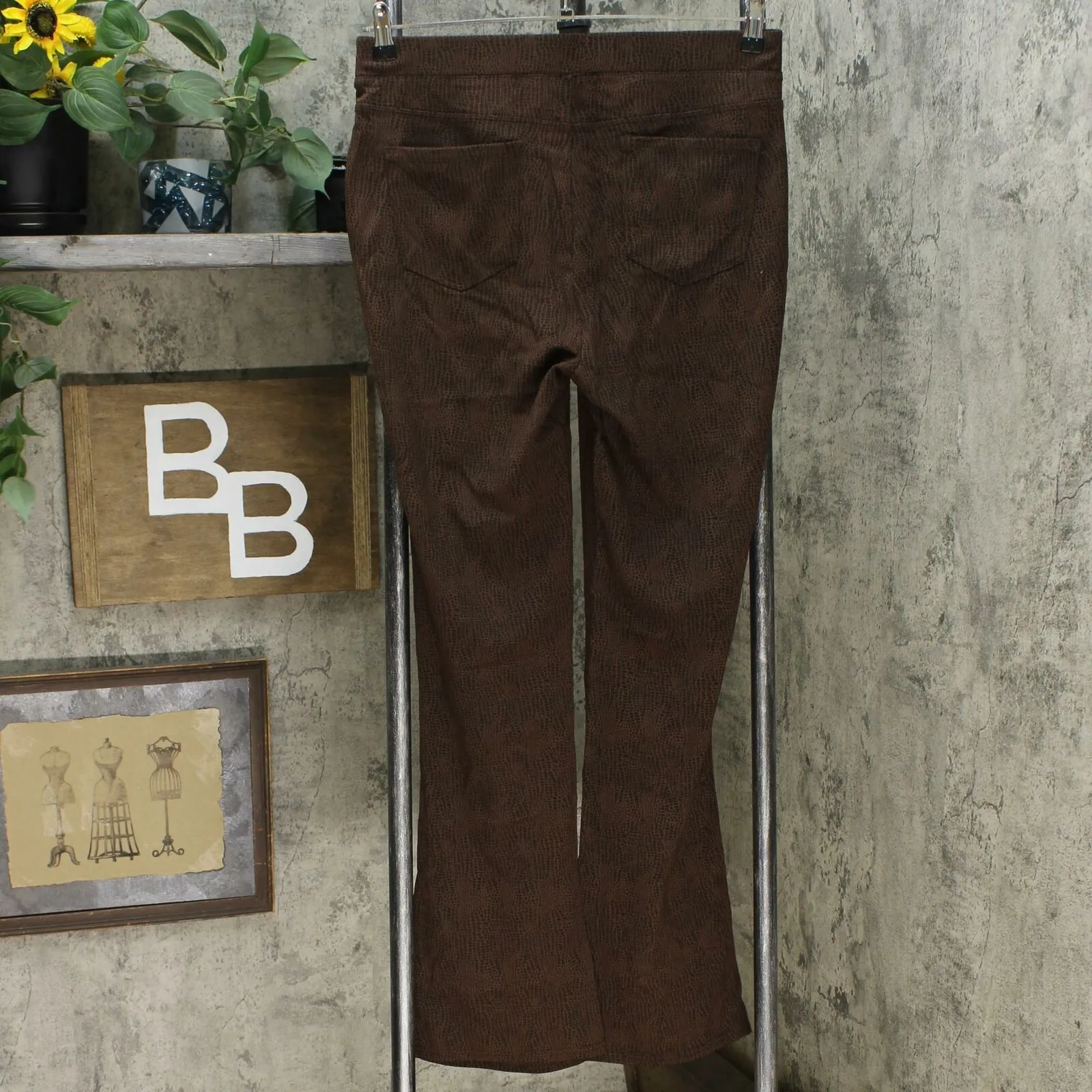 DG2 by Diane Gilman Pull On Stretch Ponte Boot Cut Pants Espresso Medium