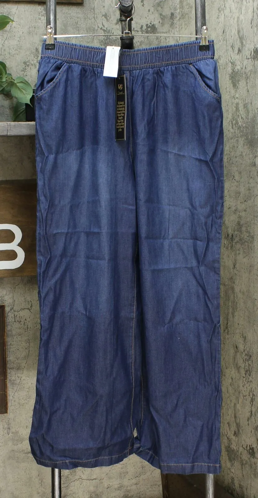 DG2 by Diane Gilman Women's Chambray Woven Wide Leg Pants