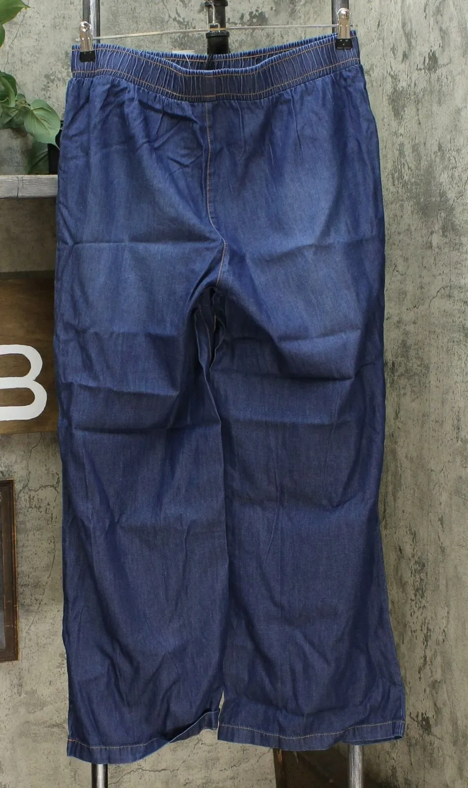 DG2 by Diane Gilman Women's Chambray Woven Wide Leg Pants