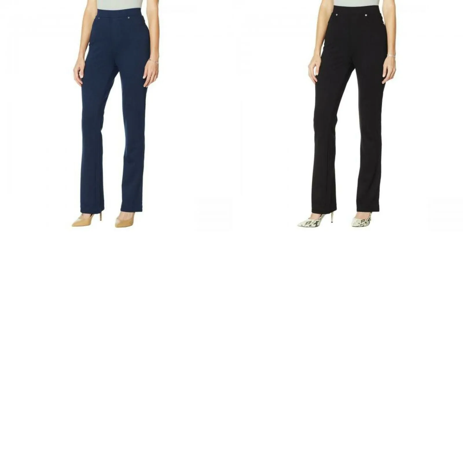DG2 by Diane Gilman Women's Petite Eco Stretch Ponte Boot Cut Pants