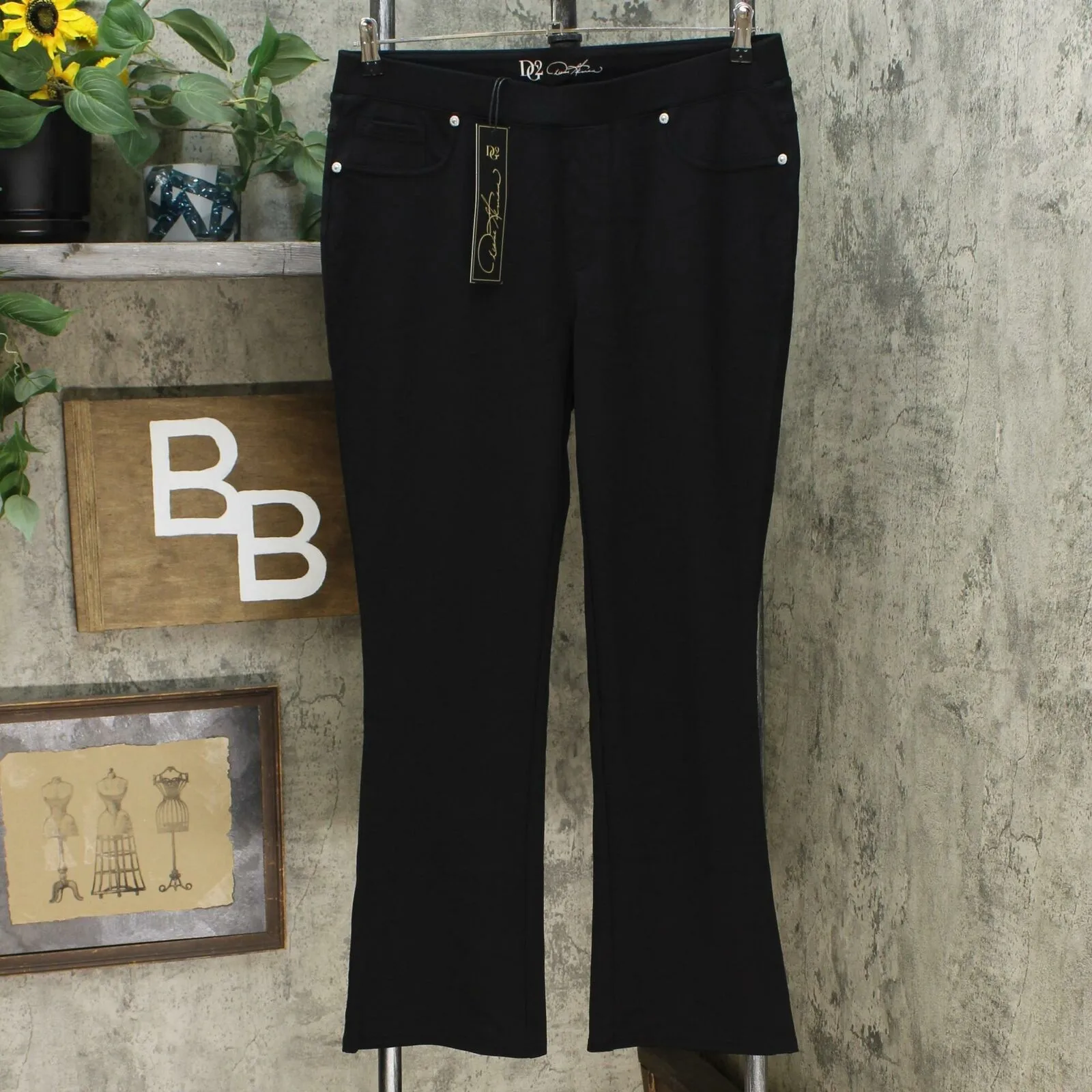 DG2 by Diane Gilman Women's Petite Eco Stretch Ponte Boot Cut Pants
