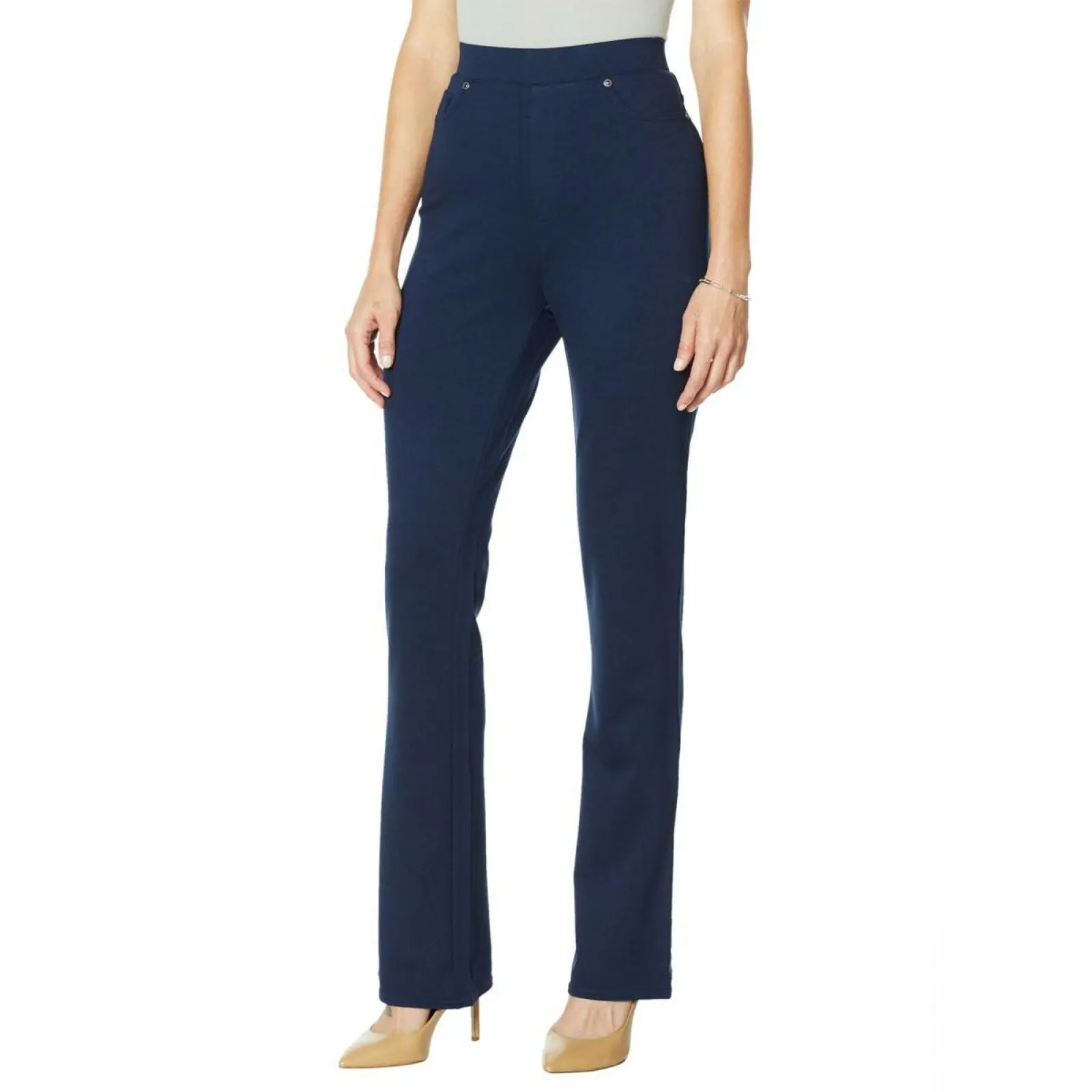 DG2 by Diane Gilman Women's Petite Eco Stretch Ponte Boot Cut Pants