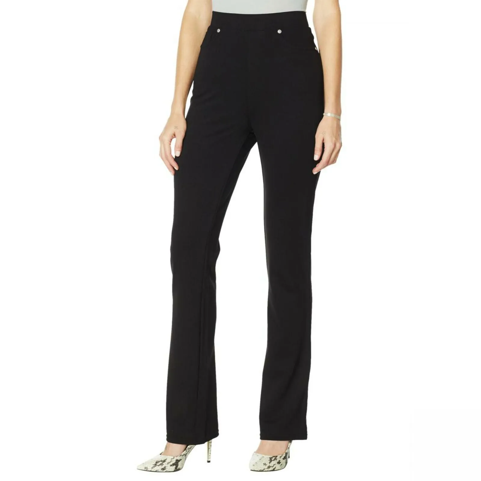 DG2 by Diane Gilman Women's Petite Eco Stretch Ponte Boot Cut Pants