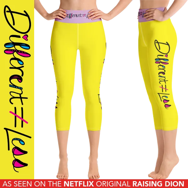 Different Does Not Equal Less (As Seen on Netflix's Raising Dion) Yellow Yoga Capri Leggings