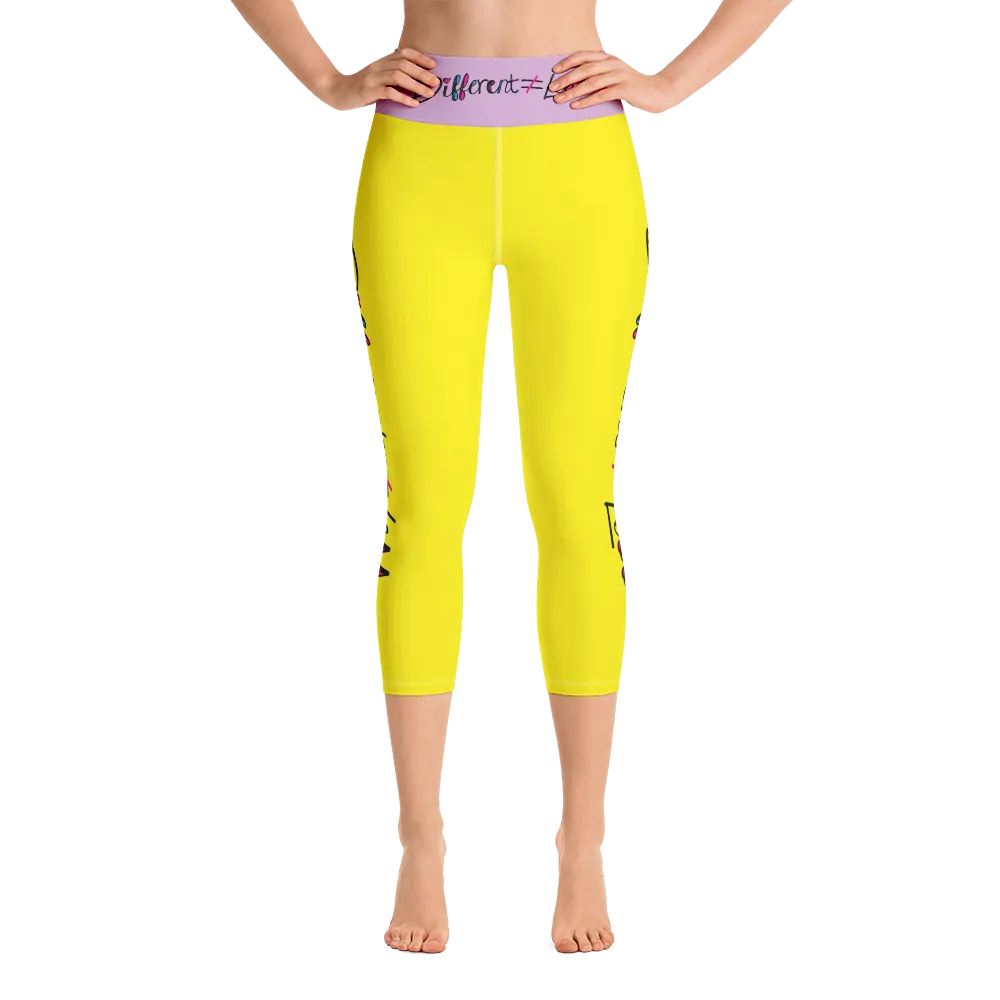 Different Does Not Equal Less (As Seen on Netflix's Raising Dion) Yellow Yoga Capri Leggings