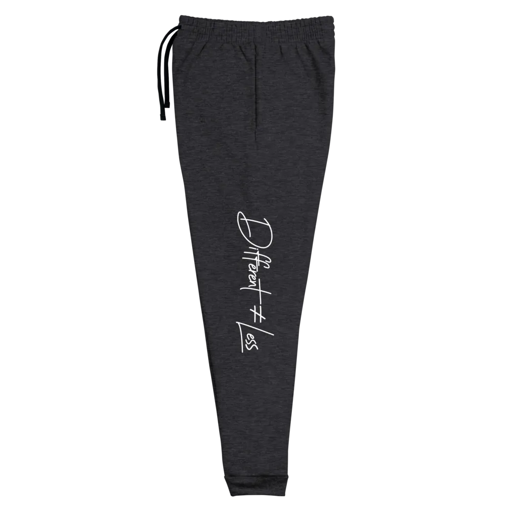Different Does Not Equal Less (Original Clean Design) Unisex Dark Sweatpants