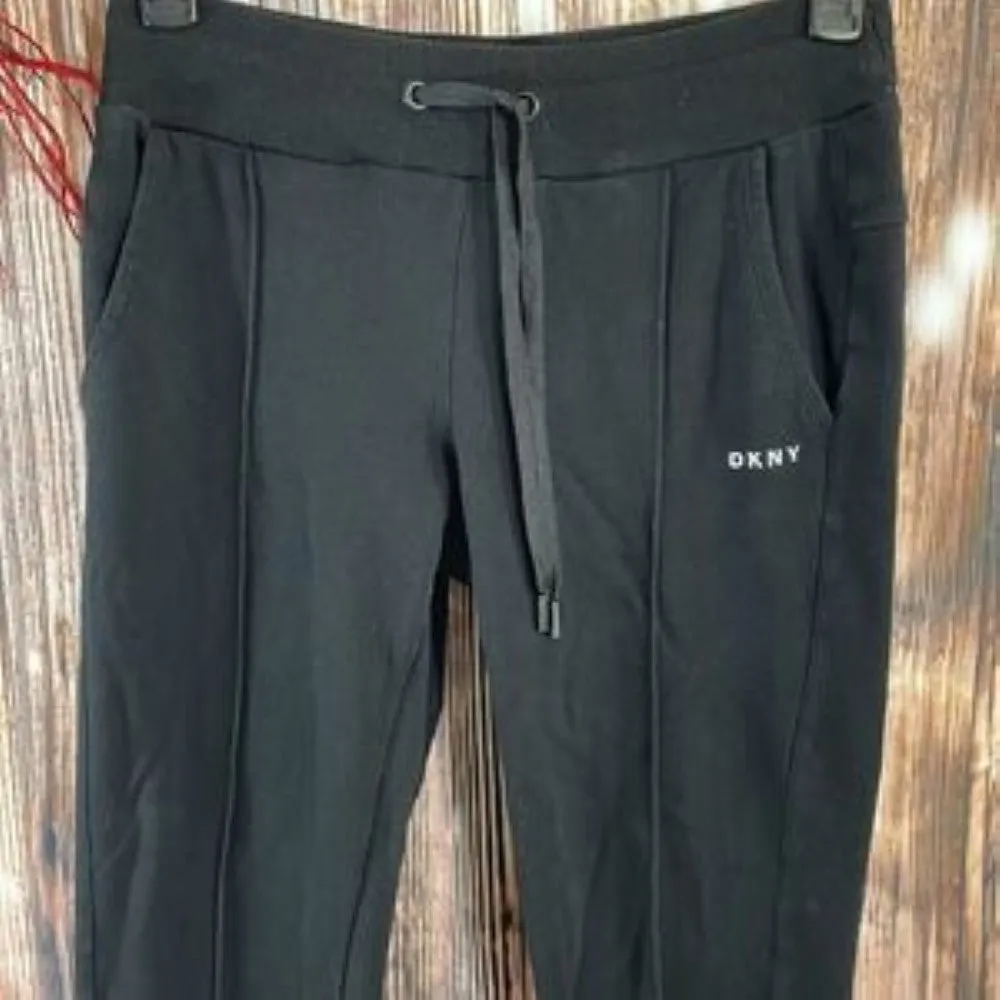 DKNY Womens Fitness Running Sweatpants, Black - Small