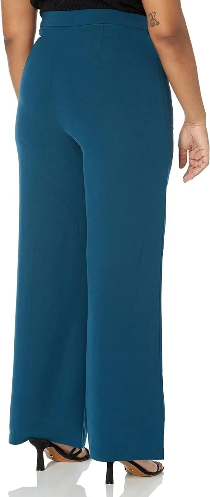 DKNY Women's Misses Fixed Waist Wide Leg Pant UA2PX467 Dark Topaz Blue 2