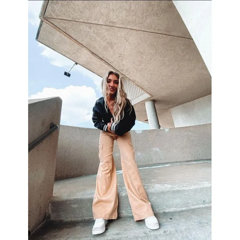 Don't Let Them Go Wide Leg Cargo Pants - Tan