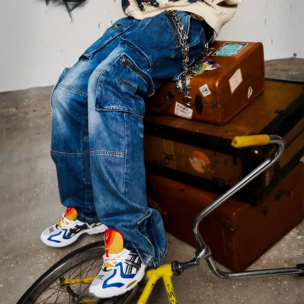 Double pocket Flared Cargo Denim (Blue)