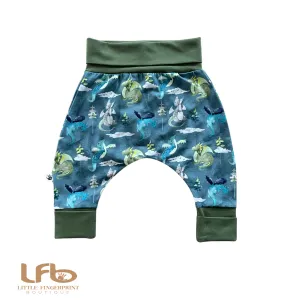 Dragons print- Handmade "Grow with Me" Baby Harem Pants – Adjustable, Comfy & Durable
