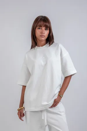 Droopy Pants & Chill Sleeve T-shirt White Set