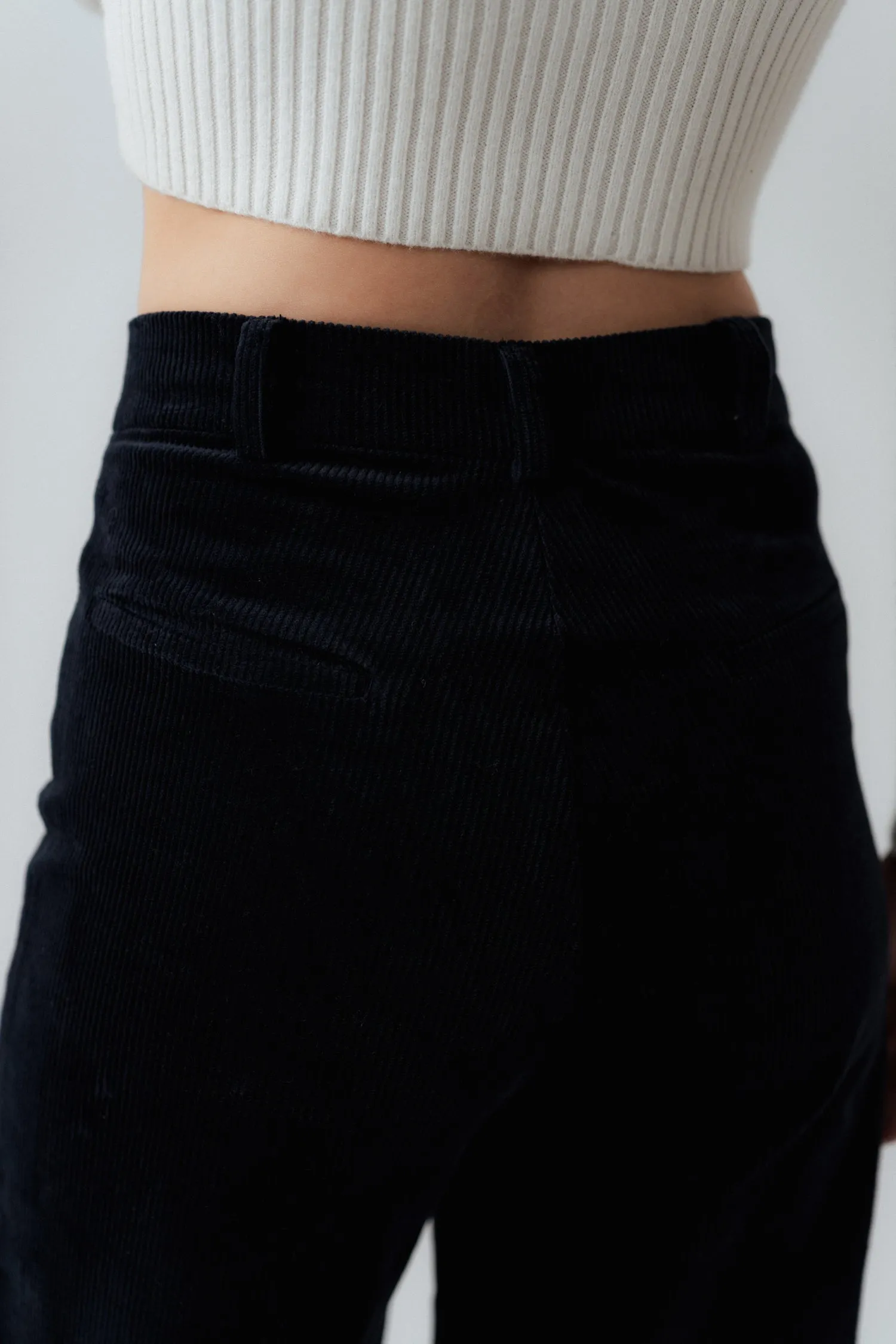 Dull Navy Corduroy Wide Leg Pants