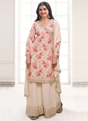Effortless Cream Embroidered Sharara Style Suit