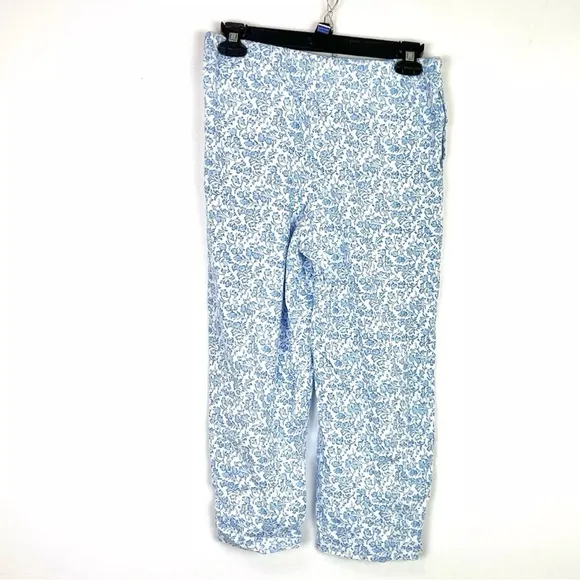 Eileen West Women’s Blue/White Long Sleeve Capri Pants Pajama Set Size XS