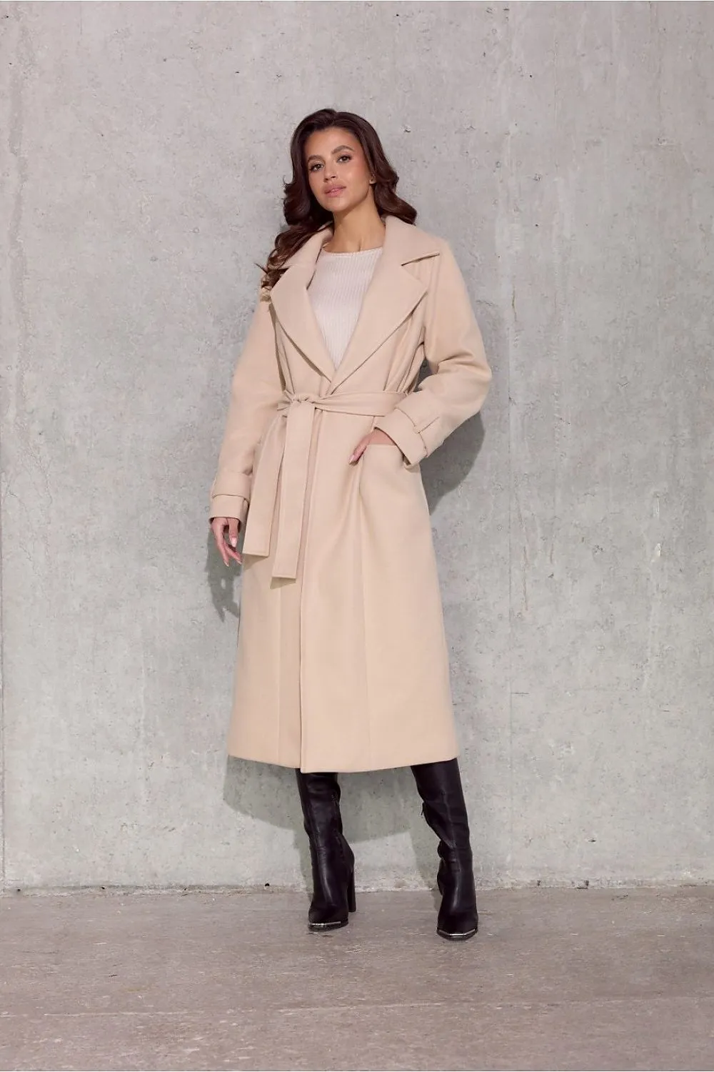 Elegant Belted Midi Coat