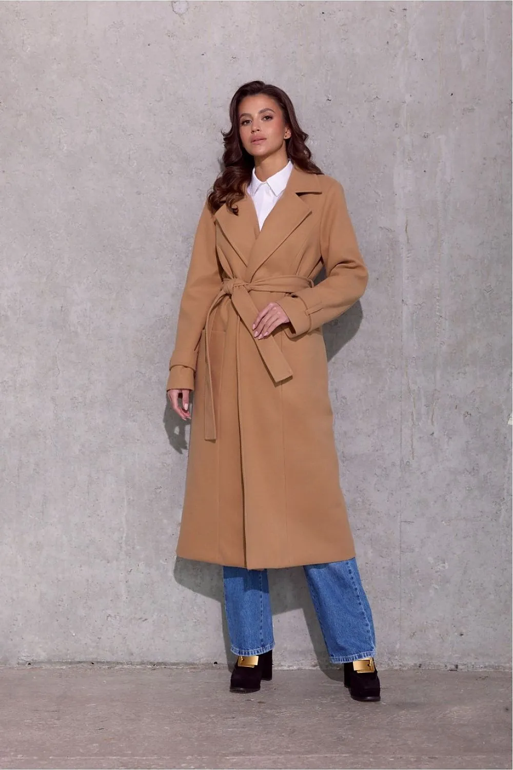 Elegant Belted Midi Coat