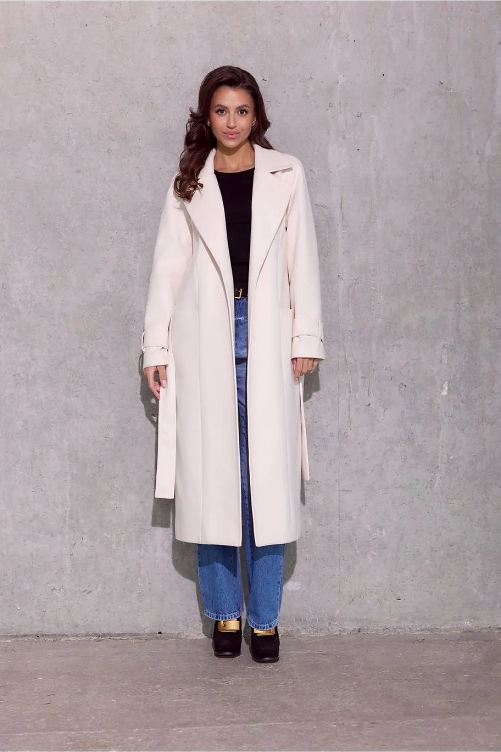 Elegant Belted Midi Coat