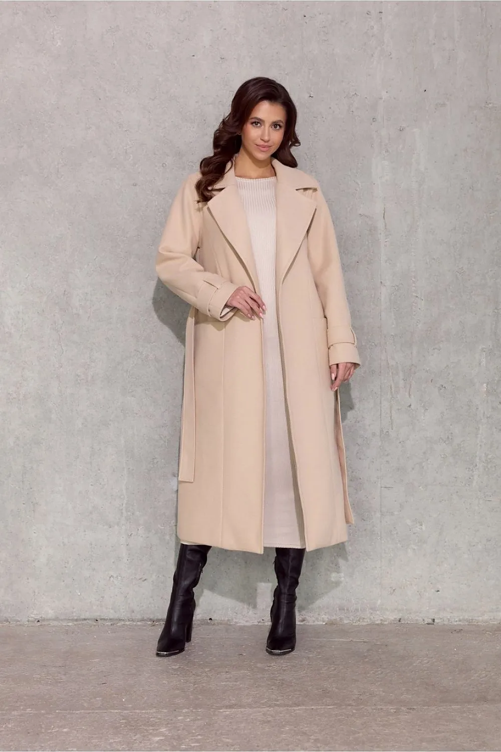 Elegant Belted Midi Coat