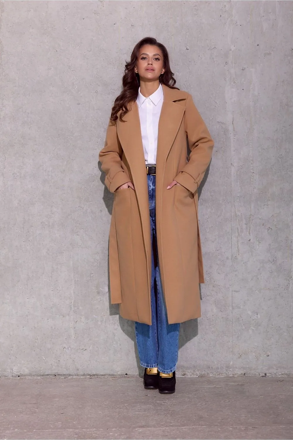 Elegant Belted Midi Coat