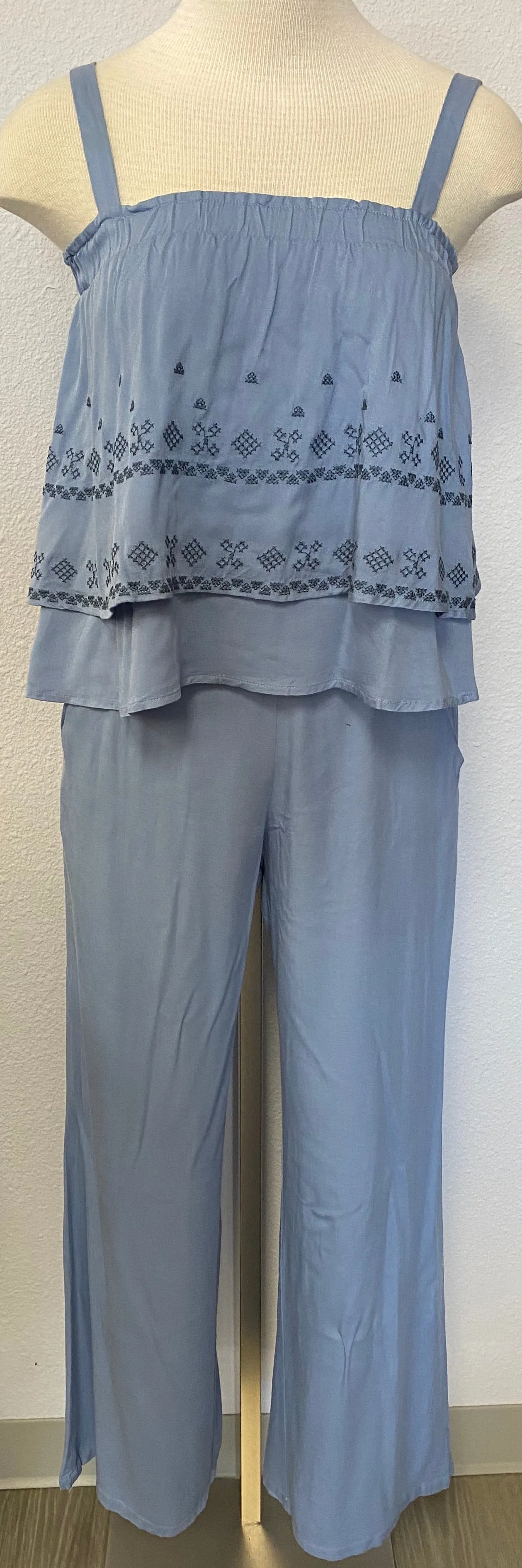 EMBROIDERED CAMI TOP AND PANTS