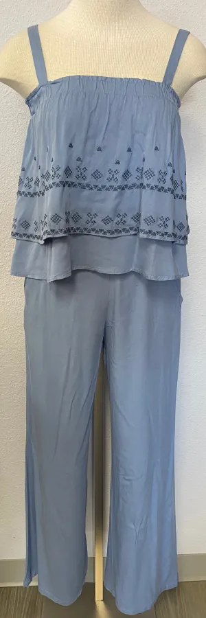 EMBROIDERED CAMI TOP AND PANTS