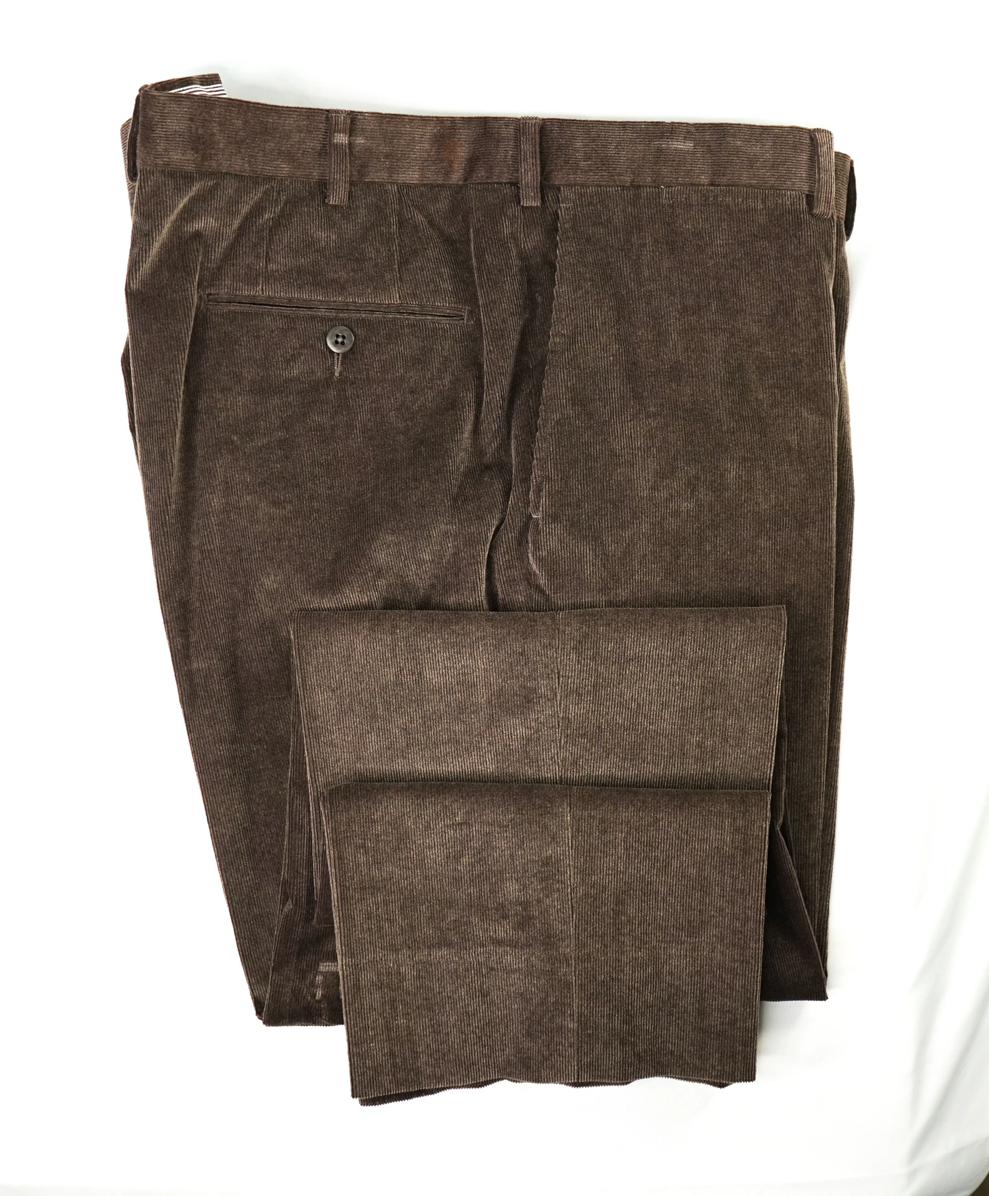 ERMENEGILDO ZEGNA - MOP Brown CASHMERE/CORDUROY Flat Front Pants - 40W