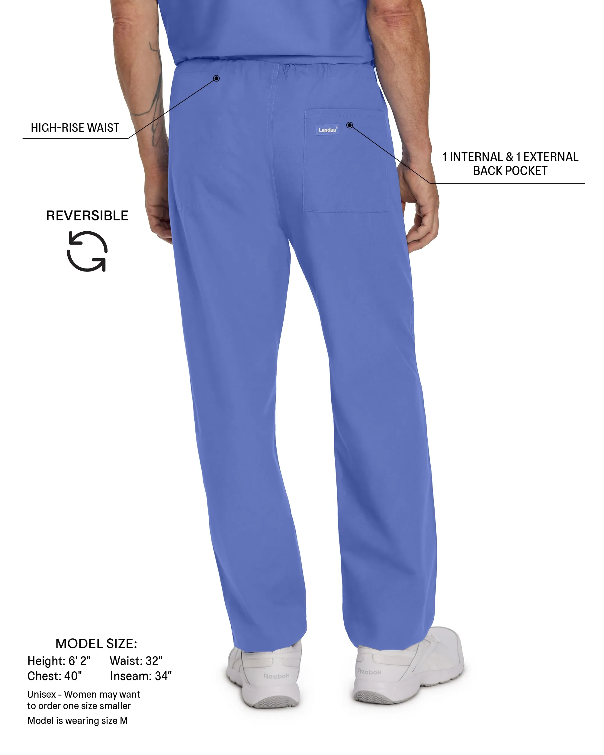 Essentials 7602 Unisex Reversible Scrub Pants Sea Mist