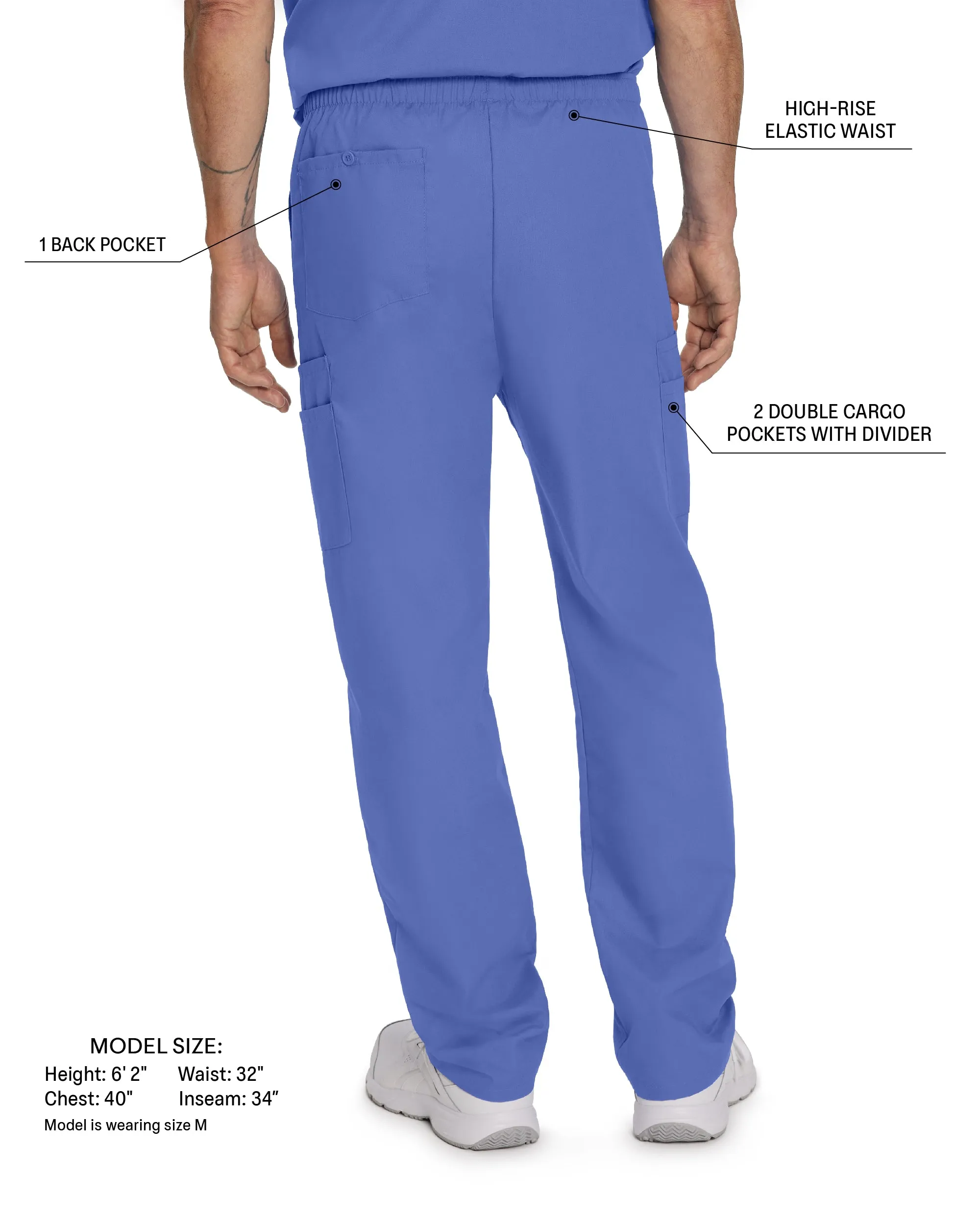 Essentials 8555 Men's Cargo Scrub Pants Steel Grey
