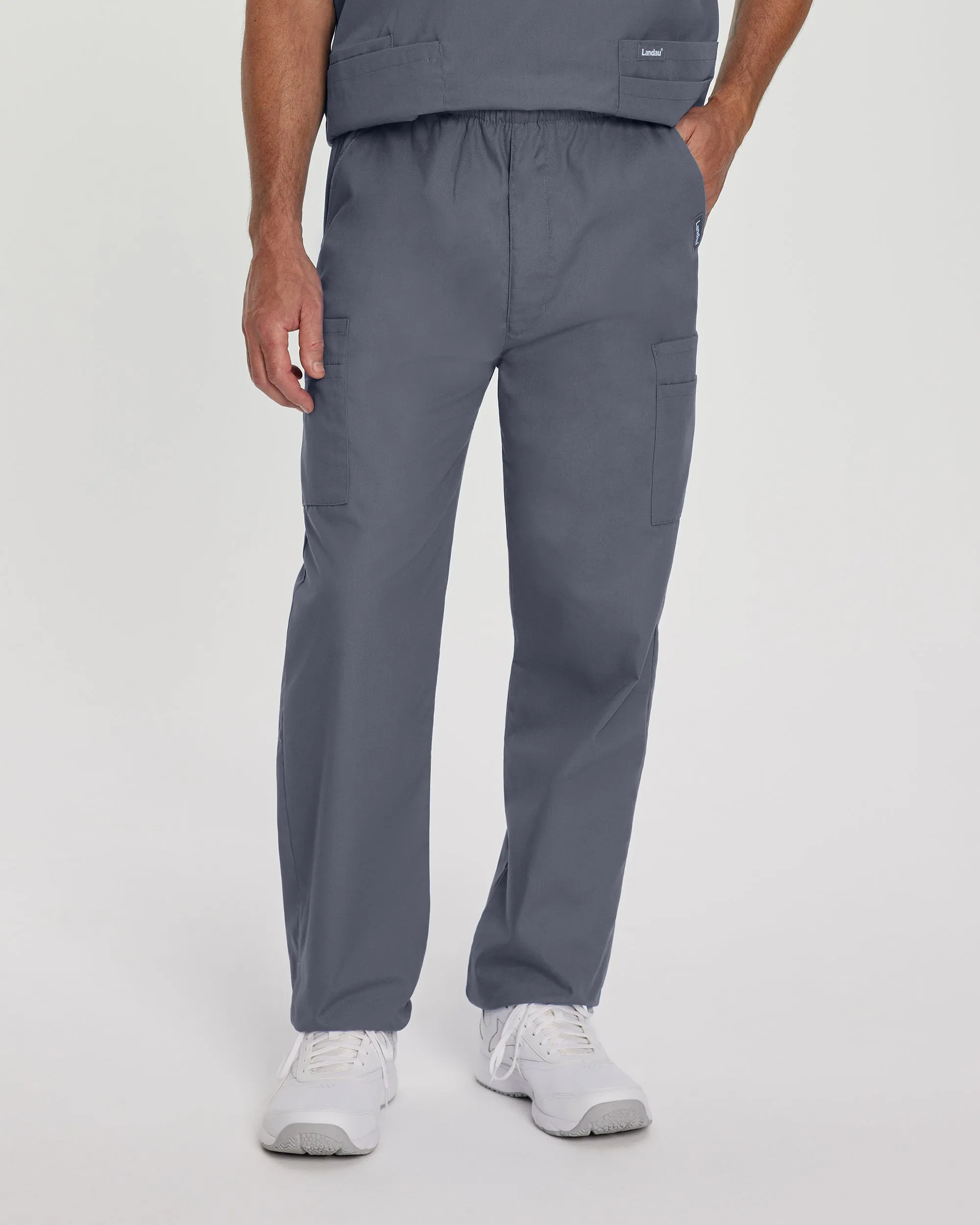 Essentials 8555 Men's Cargo Scrub Pants Steel Grey
