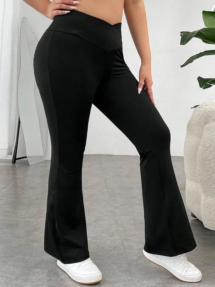 Evelyn Black Plus Size Flare Pants