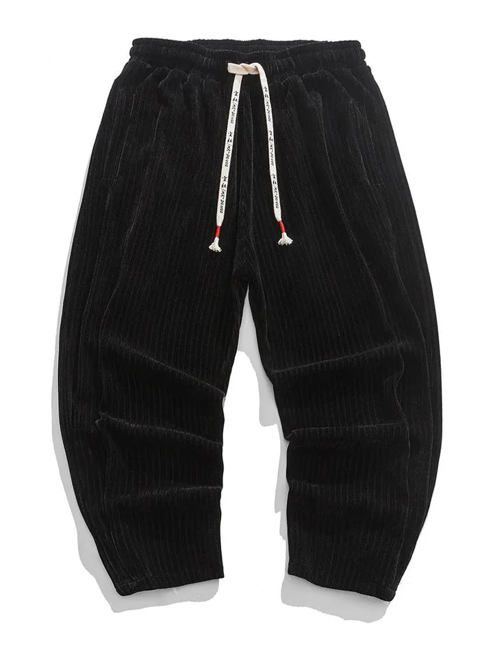 Fashionable Elastic Waist Corduroy Pants for Men