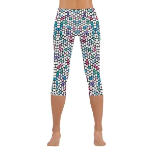Feathers Stained Glass Capri Leggings up to 5 XL