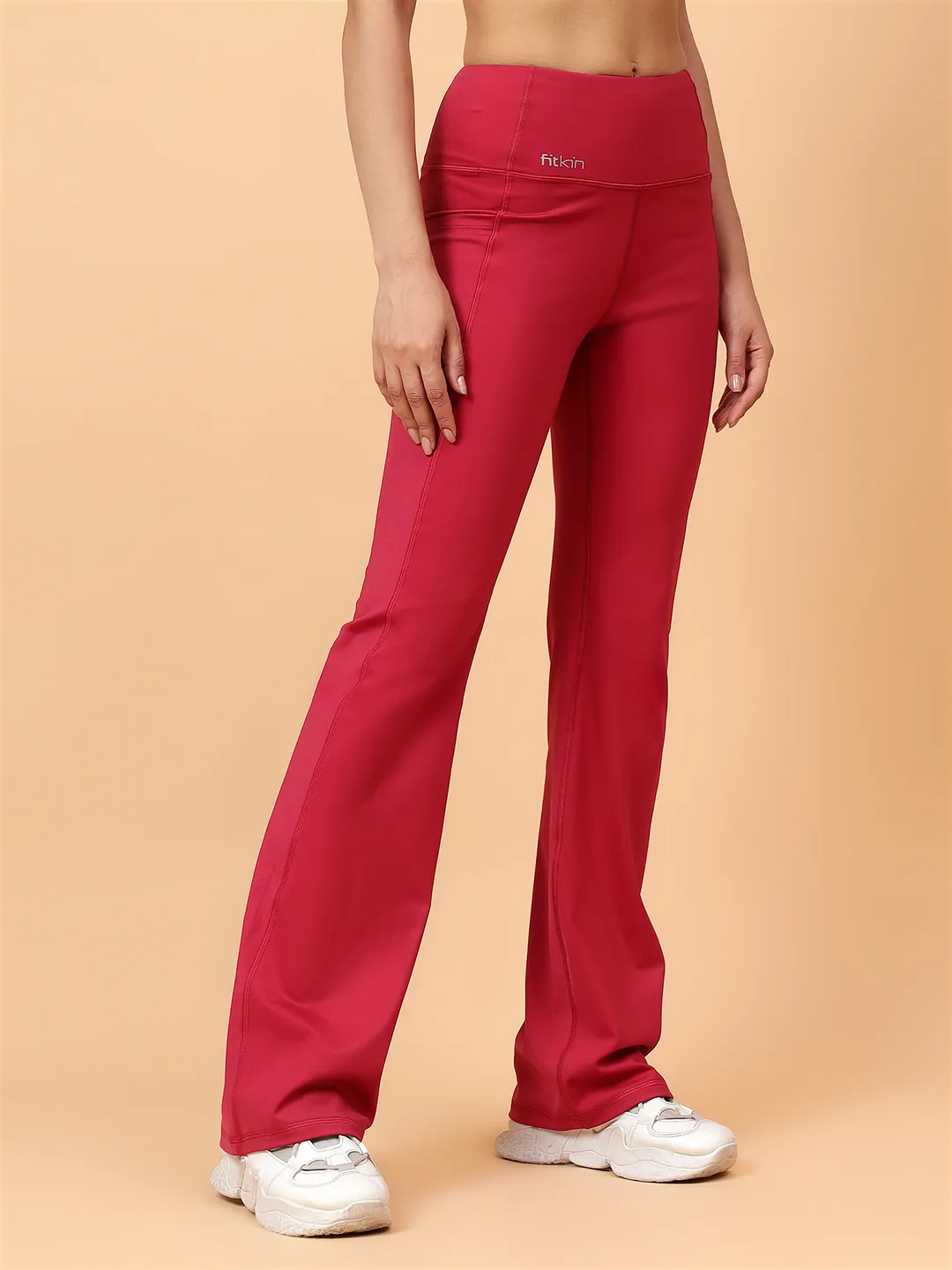 Fitkin Women Magenta All Day Bootcut Active Pants