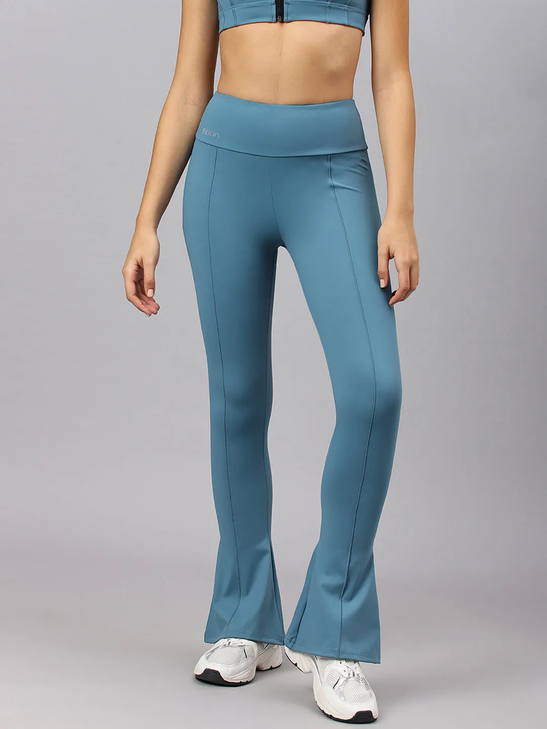 Fitkin Women's Turquoise Bootcut Trackpant