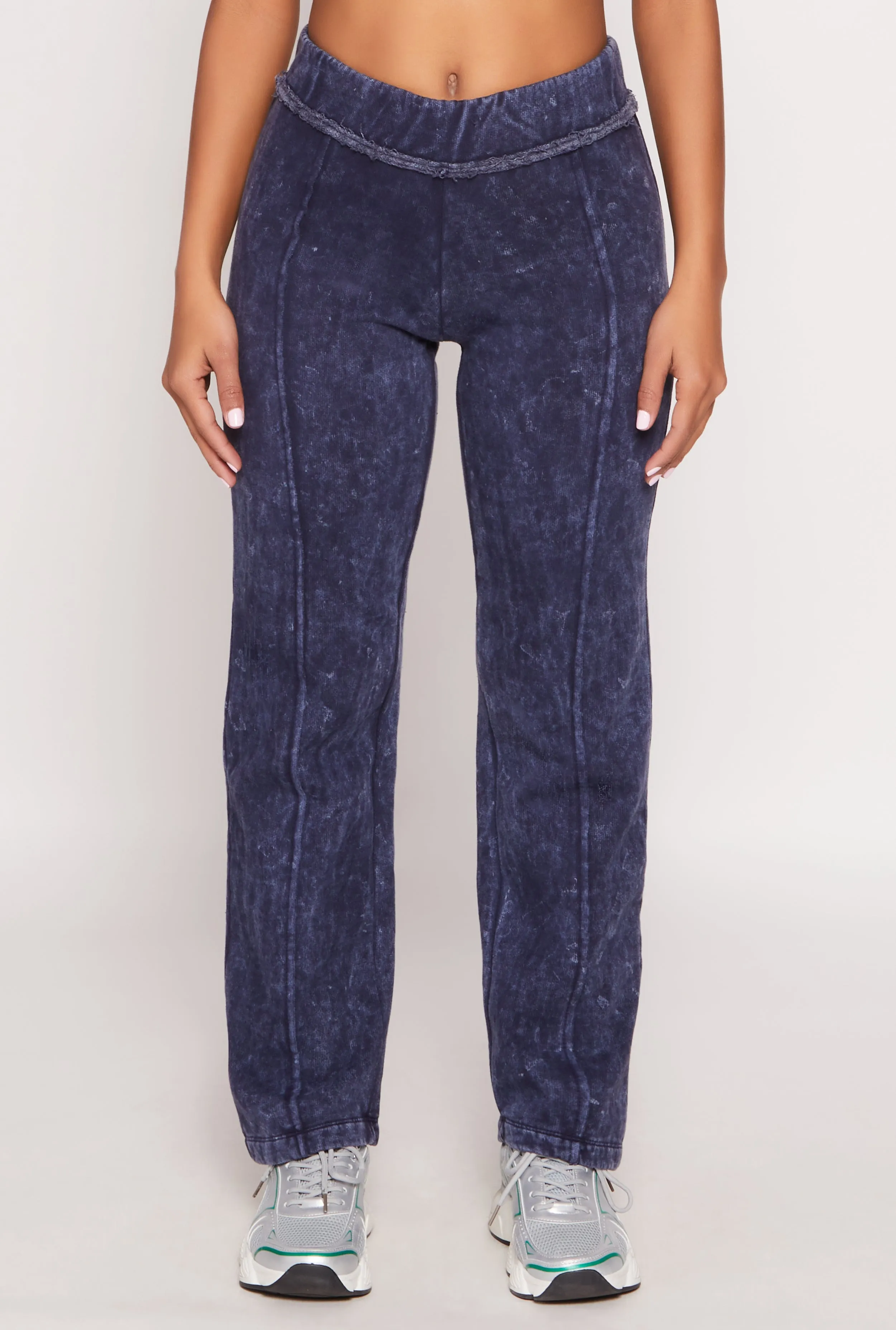 Fleece Acid Wash Pintuck Sweatpants