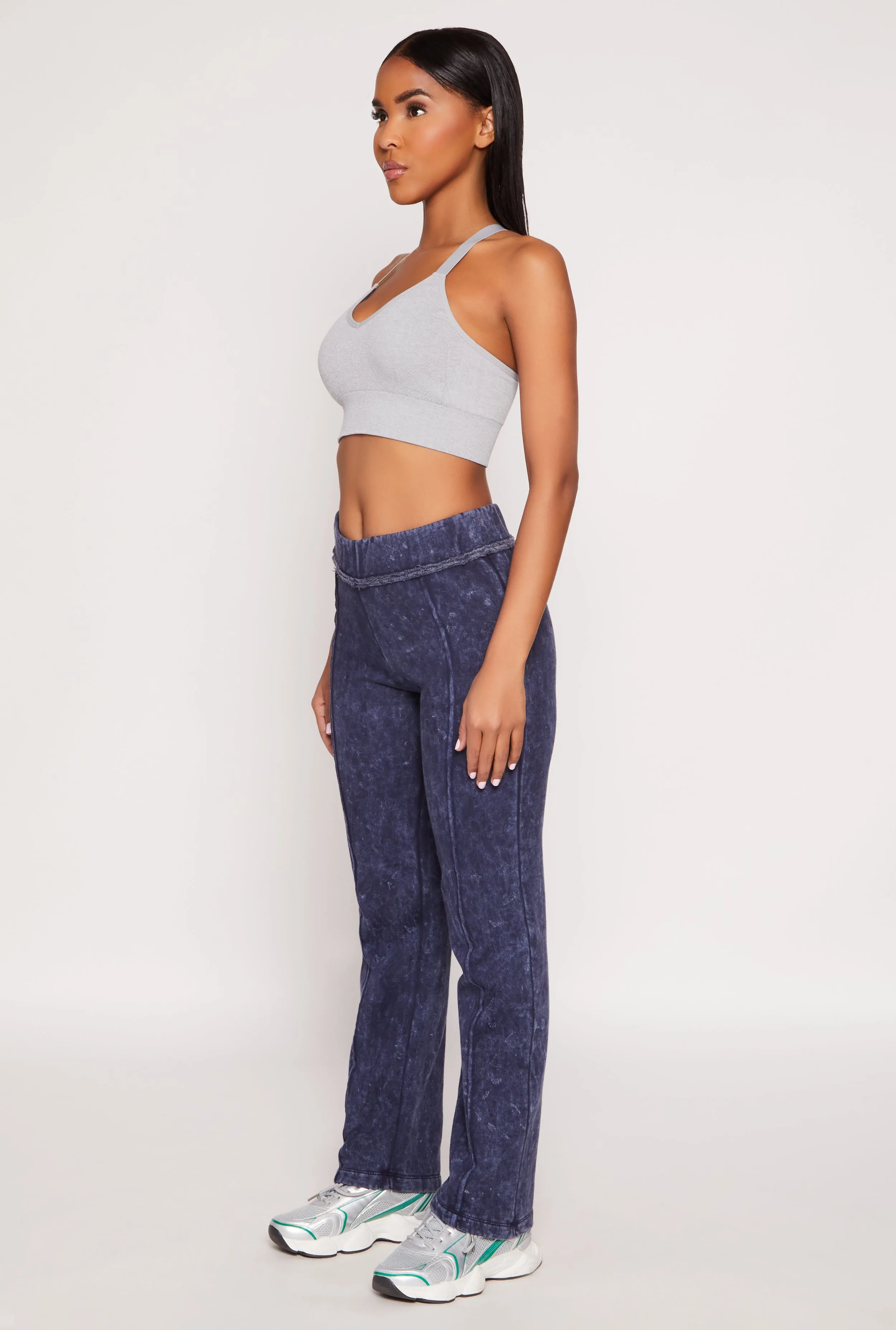 Fleece Acid Wash Pintuck Sweatpants