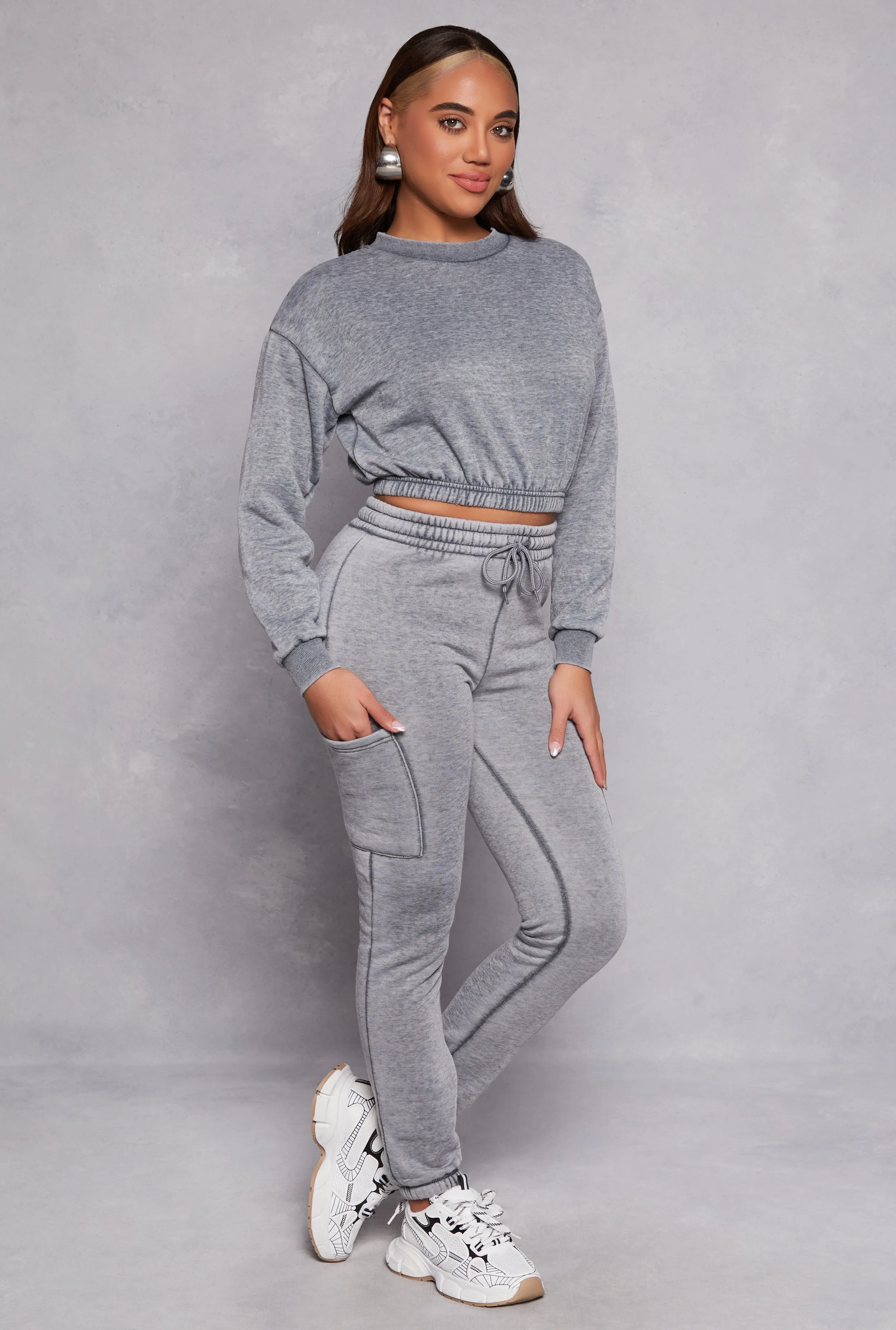 Fleece Lined Drawstring Cargo Sweatpants