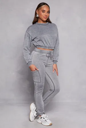 Fleece Lined Drawstring Cargo Sweatpants